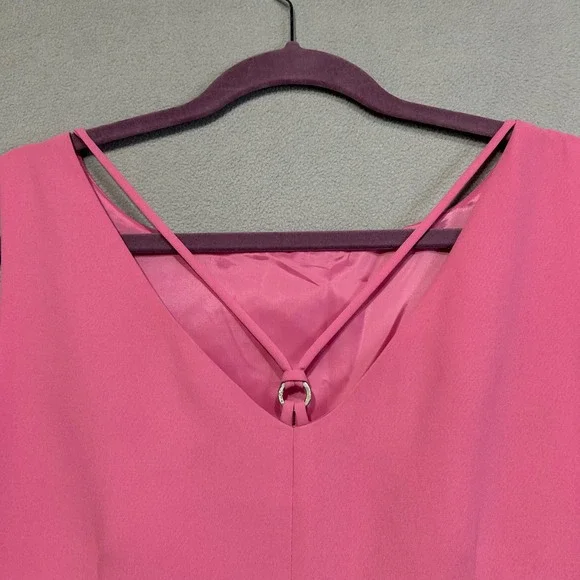 Amanda Smith Petite Sheath Dress Womens 14P Pink Good Strappy Back Career - Picture 2 of 5